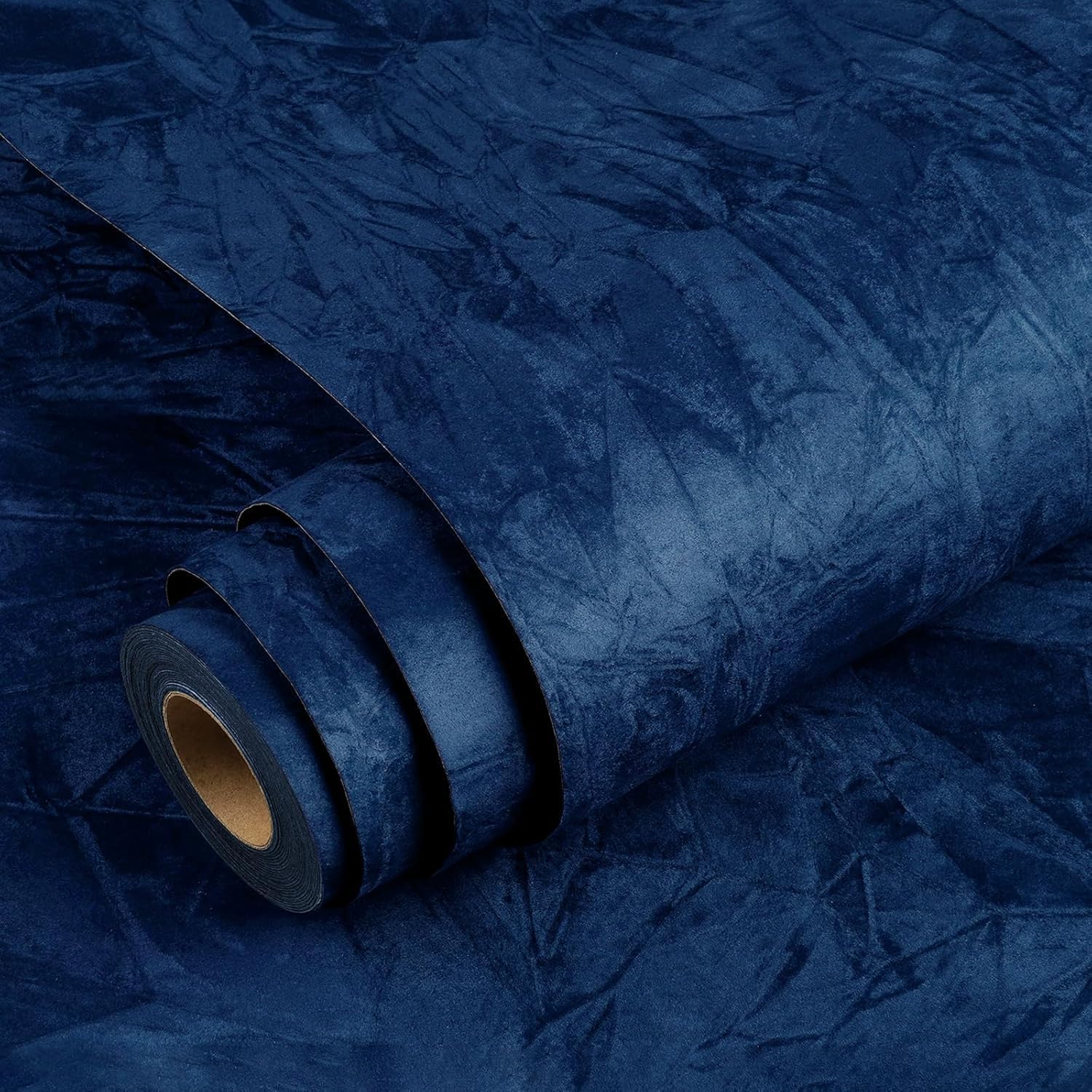 YENHOME Velvet Soft Wallpaper Self Adhesive Peel and Stick Wallpaper for Living Room Bedroom Self Adhesive Velvet Flocking Liner for Drawer Dresser Jewelry Boxes Decoration Blue 40x1000cm โ image 1