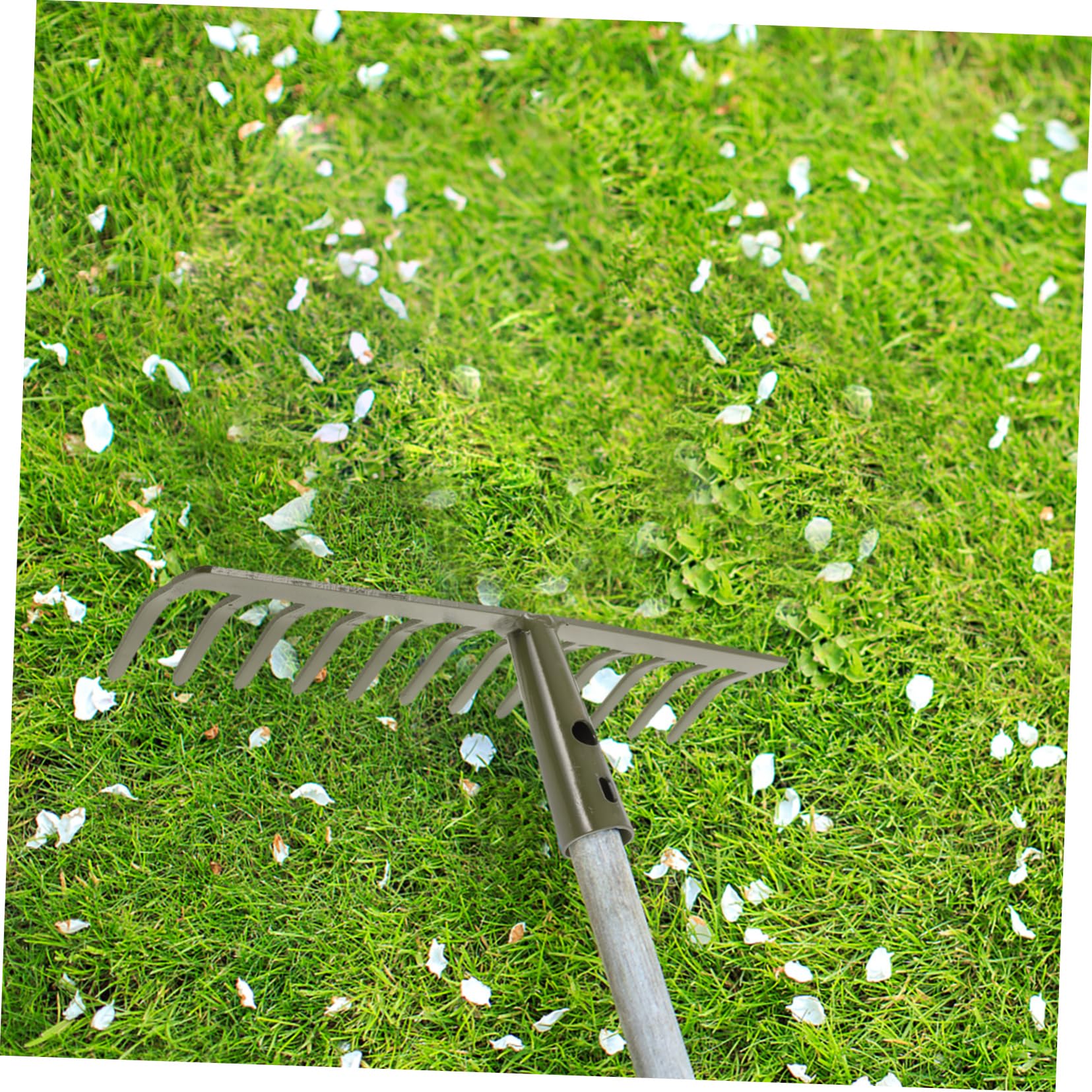 UKCOCO 3piezas Rastrillo De Jardín De Metal De Dientes Cabezal para Limpiar y Nivelar Suelo Herramienta De Jardinería Ergonómica para Huertos y Patios