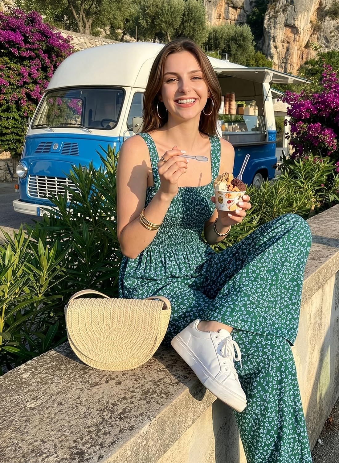 Dokotoo Women's Casual Loose Overalls Jumpsuits One Piece Sleeveless Printed Wide Leg Long Pant Rompers With Pockets - Image 6