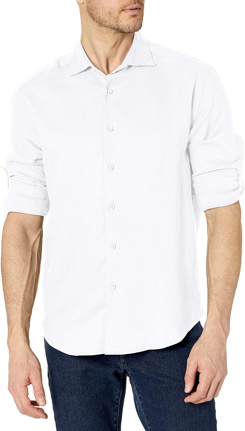 Cubavera Men's Men's Travelselect™ Linen-Blend Long Sleeve Button-Down Shirt, Classic Fit, Wrinkle Resistant