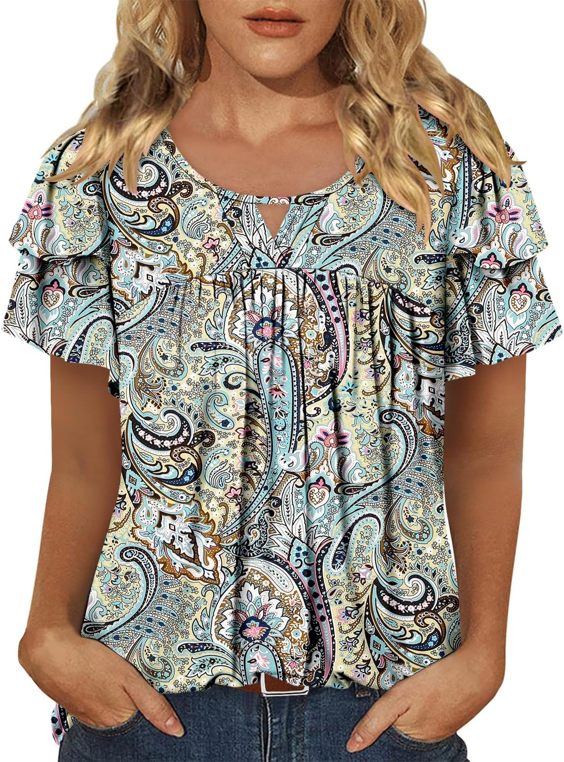 CRAZY GRID Womens Summer Tops Short Sleeve Tshirt Summer Floral Boho Shirts Casual Flowy Tee Comfy Blouses - Image 4