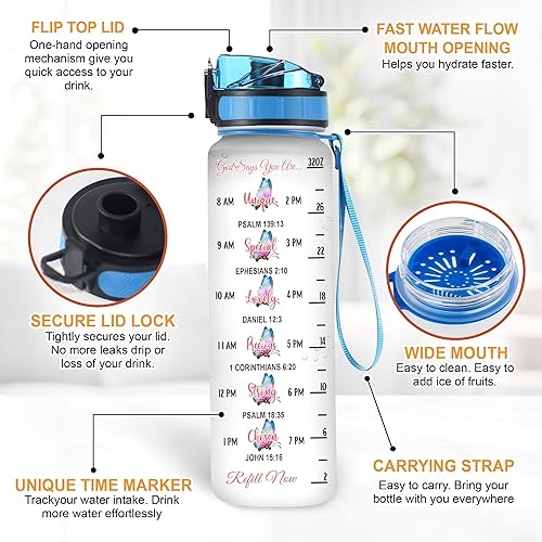 Vista 12 de Hyturtle Botella de agua motivacional personalizada con texto en inglés "Just A Girl Who Loves Butterflies", botella de agua motivacional