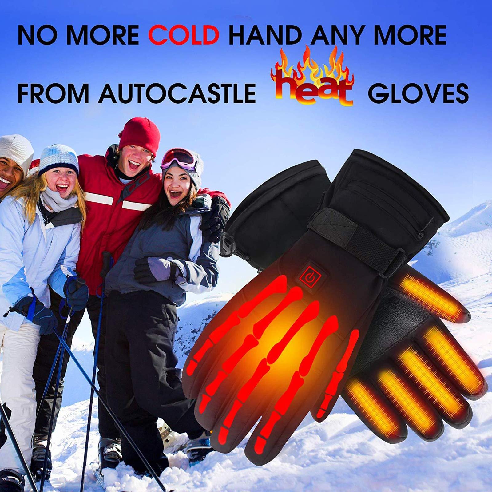 Ainid Gants Chauffants électriques Rechargeables Pour Homme Et Femme Avec 3 Niveaux De Chaleur Et Dure 8 Heures, Gants D'hiver Imperméables Pour écran Tactile, Pour Sports De Plein Air; Taille XL