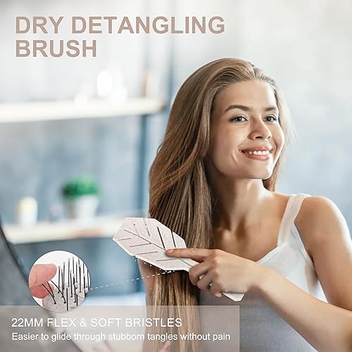 Miniatura 6 de AIMIKE Cepillo desenredante para el cabello, cepillo desenredante de base biológica con cerdas suaves, cepillo desenredante que afloja suavemente
