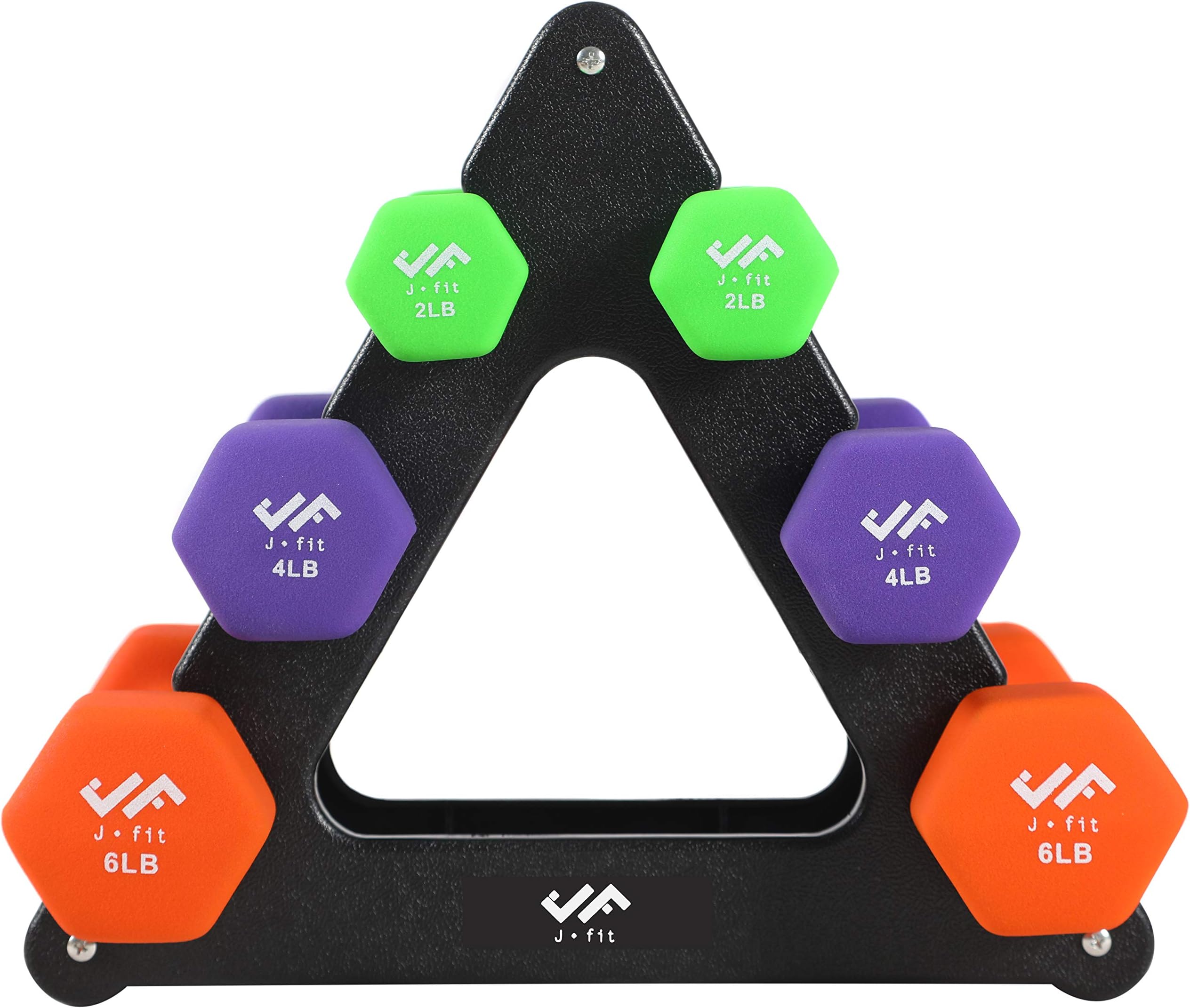 JFIT Dumbbell Pairs or Sets – Neoprene & Vinyl Coated Hand Weights for Home Gym, Strength Training, Aerobics, Cardio Exercise and Fitness