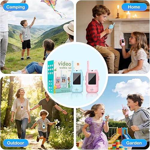 Miniatura 8 de Walkie Talkies de video para niños, paquete de 2 walkie talkies con pantalla, Walkies talkies recargables para niños, radio de largo alcance con 4
