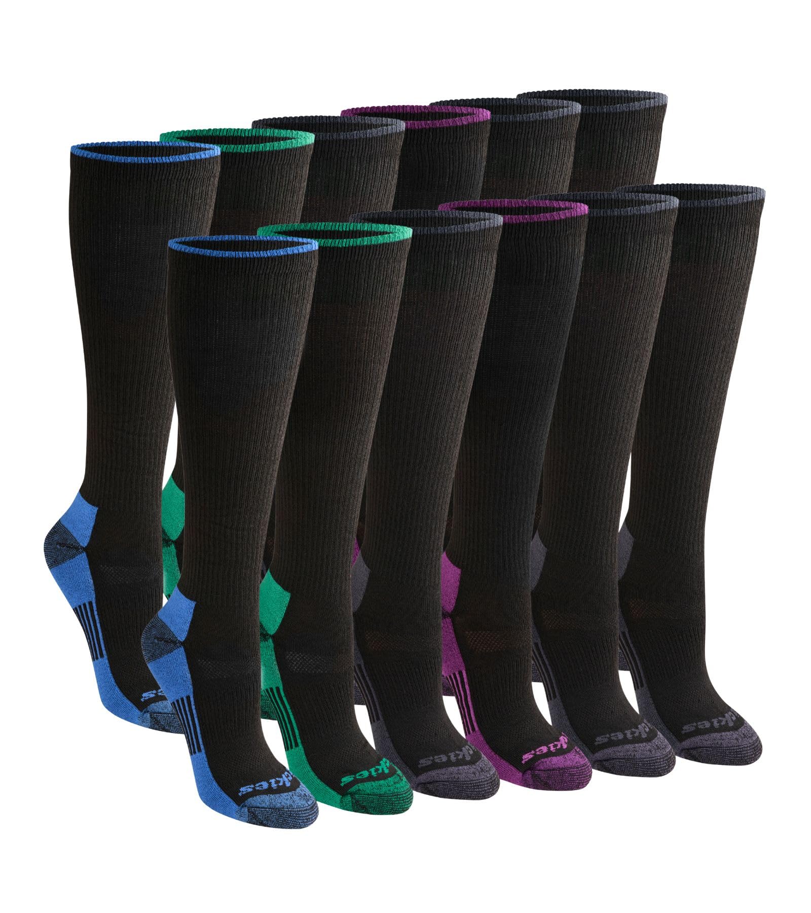 Dickies Damen Dri-Tech Essential Moisture Control Crew Socken, erhältlich in S-XL (6, 12 Paar), kniehoch, Schwarz (12 Paar), Medium