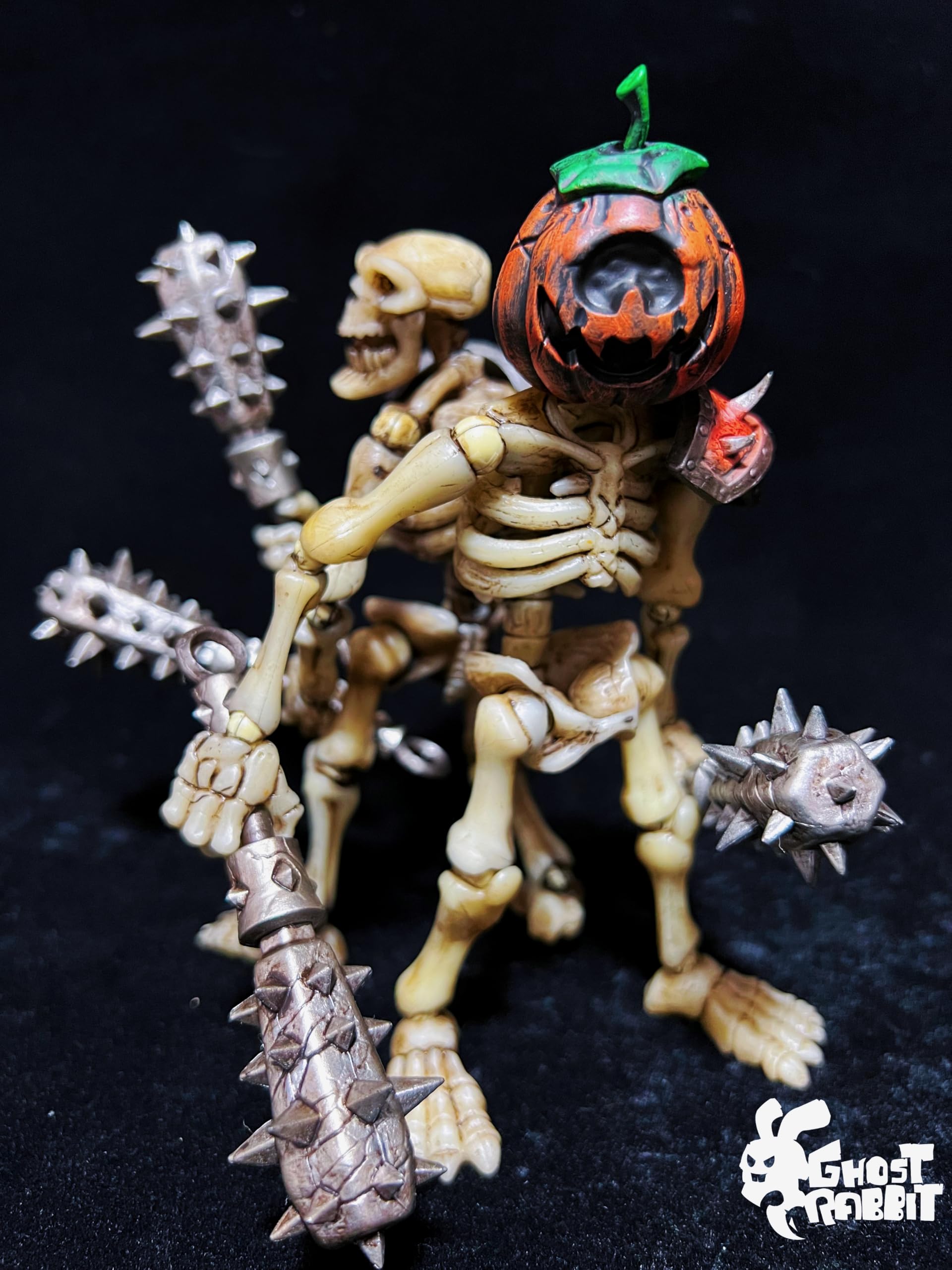 TOYVERSE YOTOTOY skala 1/12 figurka akcji, uśmiechnięty trickster z pałeczkami, 15 cm, GhostRabbit's Redemption Skeletons Line Night Tricksters, alternatywna główka dyni, zdejmowana zbroja od 15 lat