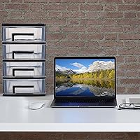 Vista 2 de Cajones de almacenamiento de escritorio apilables unidad de estante de cajón de plástico para dormitorio de oficina