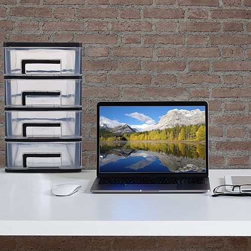 Miniatura 2 de Cajones de almacenamiento de escritorio apilables unidad de estante de cajón de plástico para dormitorio de oficina