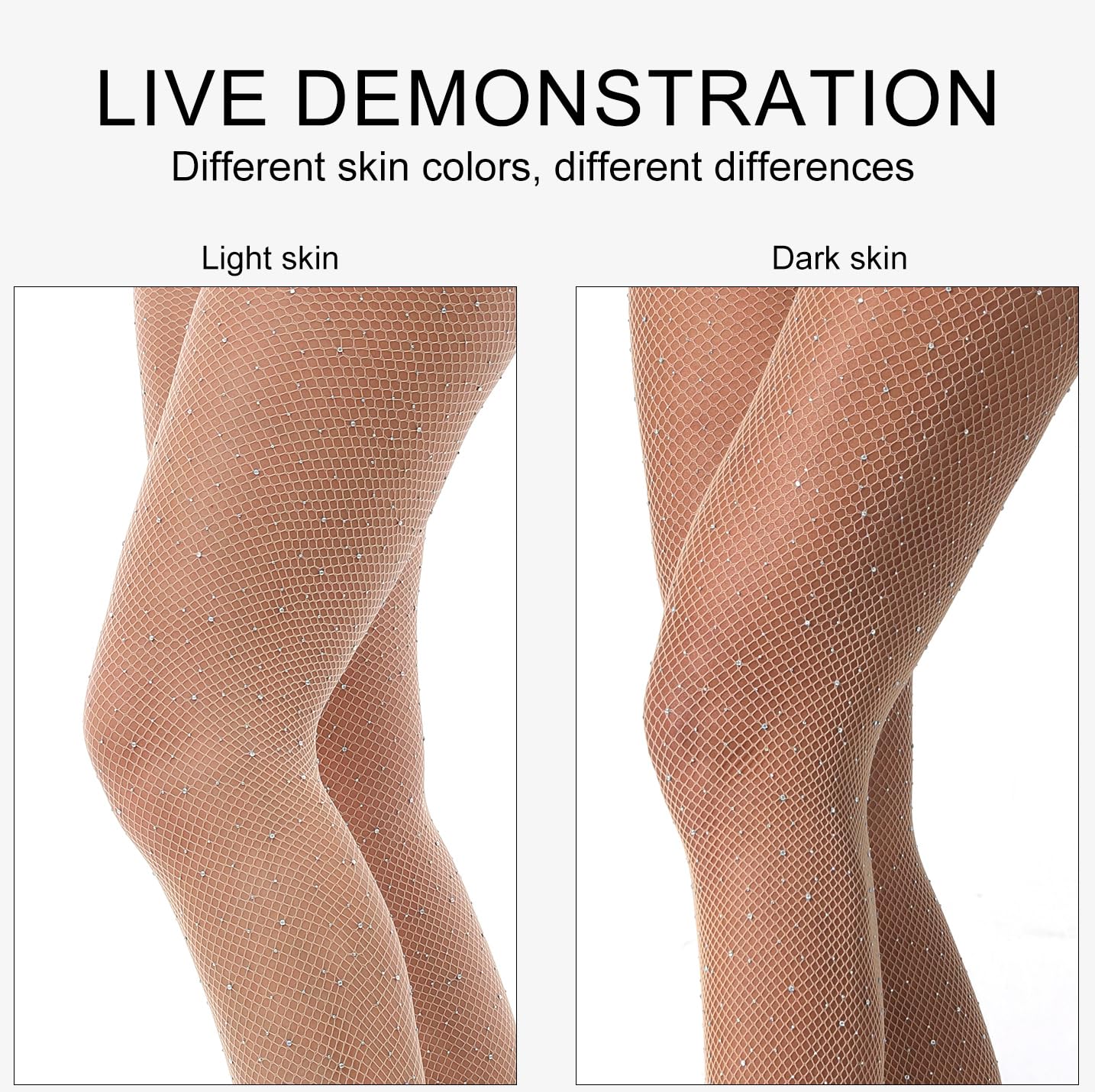 Photo 1 of VEBZIN Rhinestone Fishnet Stockings for Women Sparkly Tights Sparkle Leggings Tights Mesh Glitter