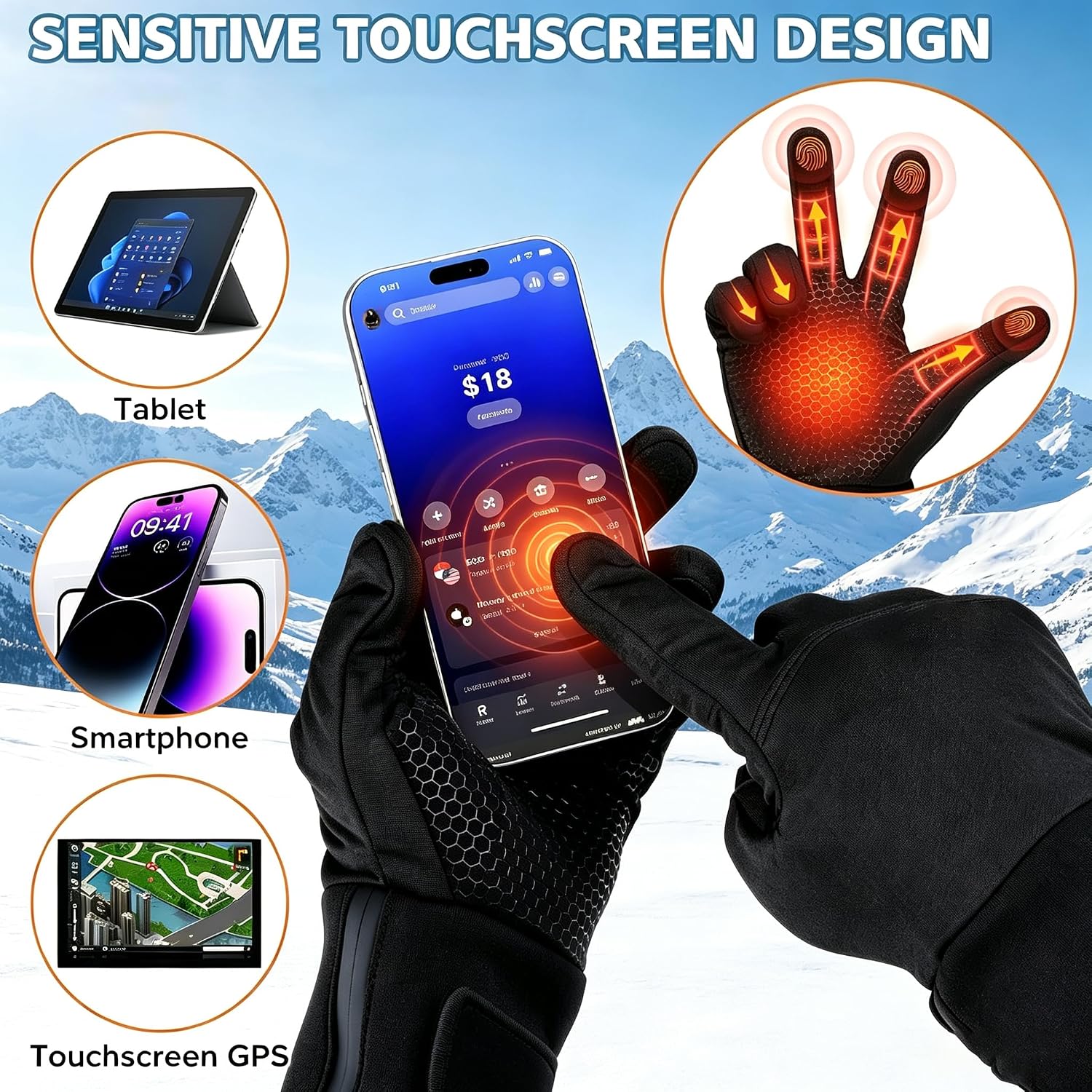 Heated Gloves Liners for Men Women Rechargeable Electric Hand Warmer