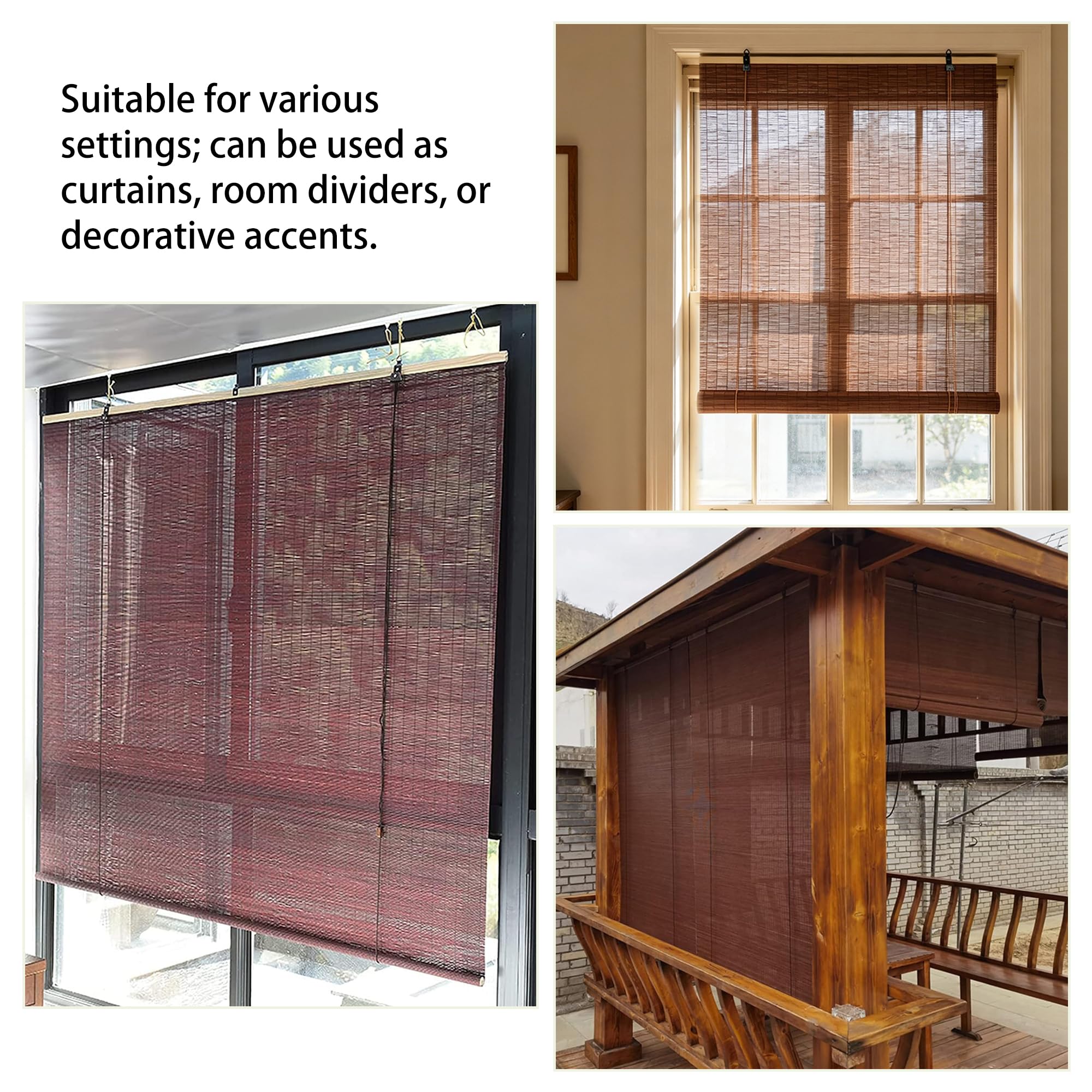 Rolety Bambusowe Sunshade 88 x 120 cm Ochrona Przed Słońcem I Prywatność Rolety Zewnętrzne Bambusowe Ochrona Prywatności Do Balkonu Werandy Wewnątrz Zewnątrz, Fioletowy
