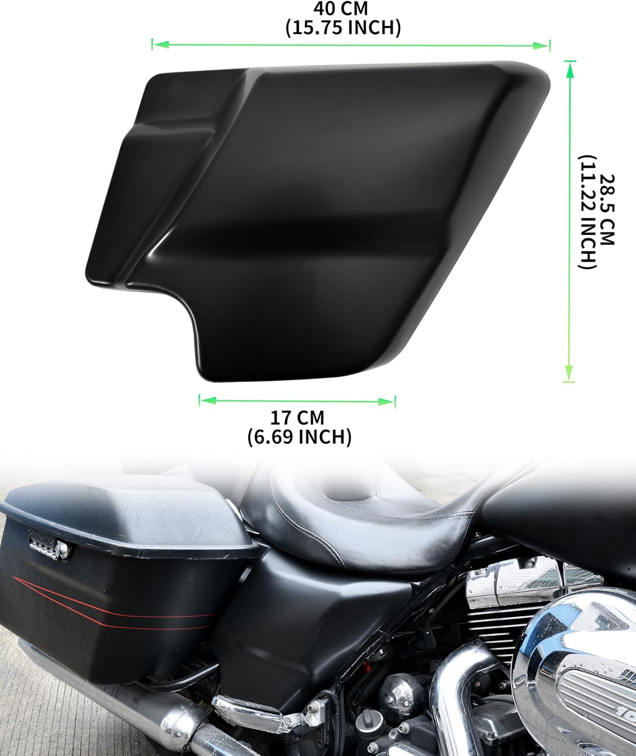 Black Left Right Side Cover Panel for Harley Touring Street Glide Road King Road Glide Electra Glide 2009-2025 Accessories, Replace # 66048-09 & 66250-09