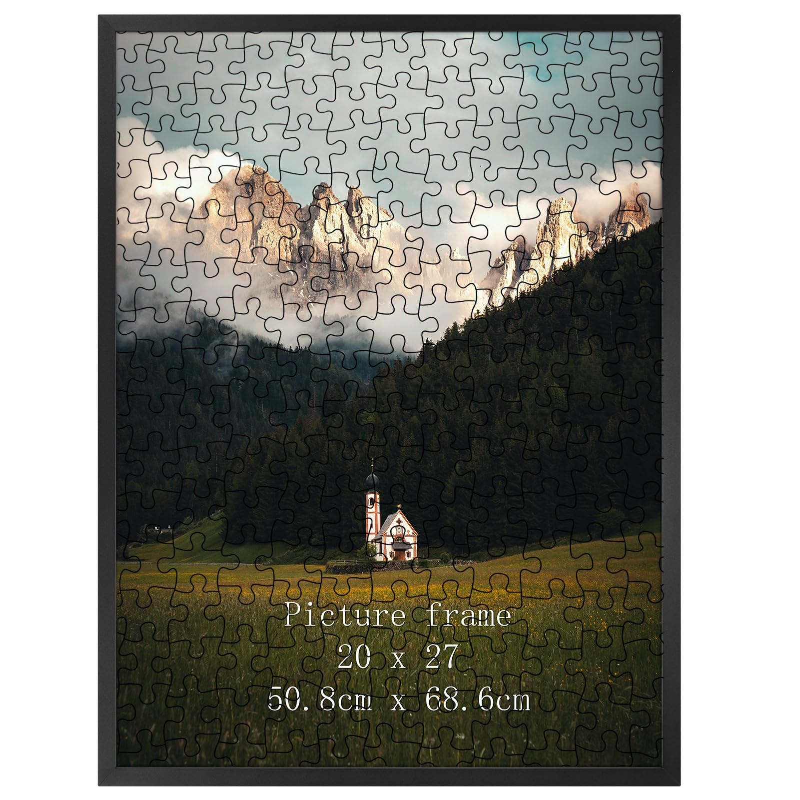 Giftgarden 20x27 Picture Puzzle Frame Black, Textured Aluminum Frame 27x20 for Poster Wall Display, Single