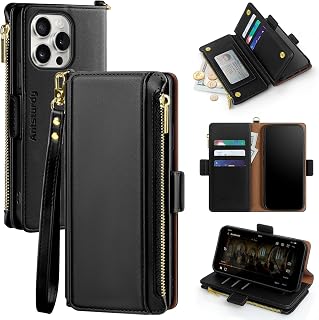 Antsturdy for iPhone 13 Pro Phone Wallet Case Women,Black