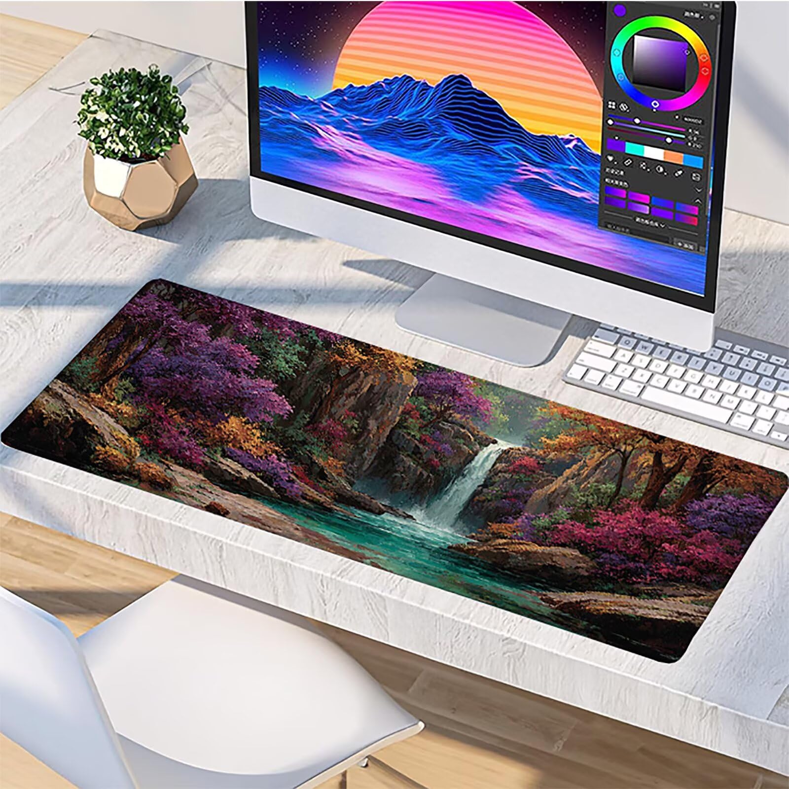 Pflanzs Gamingowa podkładka pod mysz 1600 x 800 x 3 mm, podkładka pod mysz XXL ze zszytymi krawędziami, akcesoria gamingowe, poprawia precyzję i prędkość, podkładka pod mysz, duża do komputera, biura