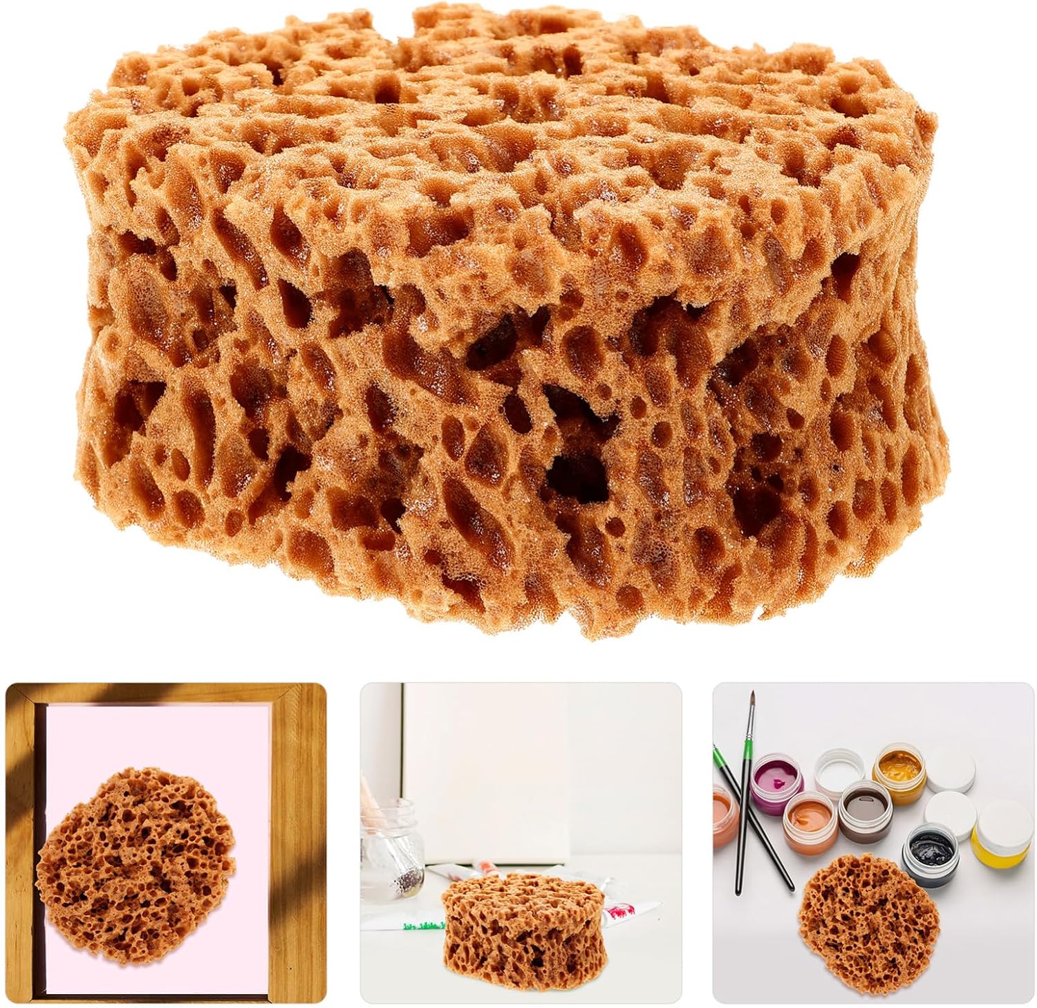 VOSAREA Sea Sponge for Acrylic Painting, Versatile Art Drawing Sponge Tool, Reusable for Textured Art and Decorative Painting, 5.90 x 4.72 x 2.75 Inch