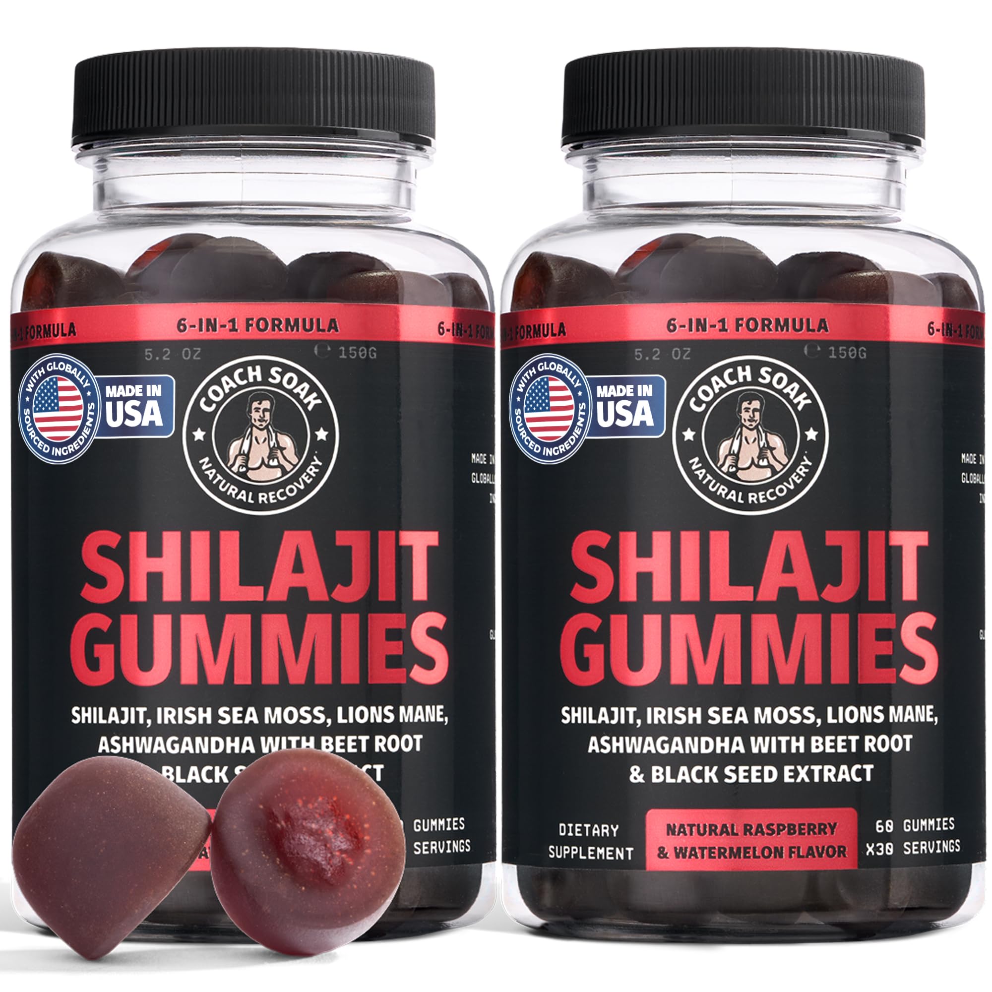 Coach Soak Shilajit Gummies Tasty Raspberry Watermelon Flavor - 60 ct — Amazon image 10