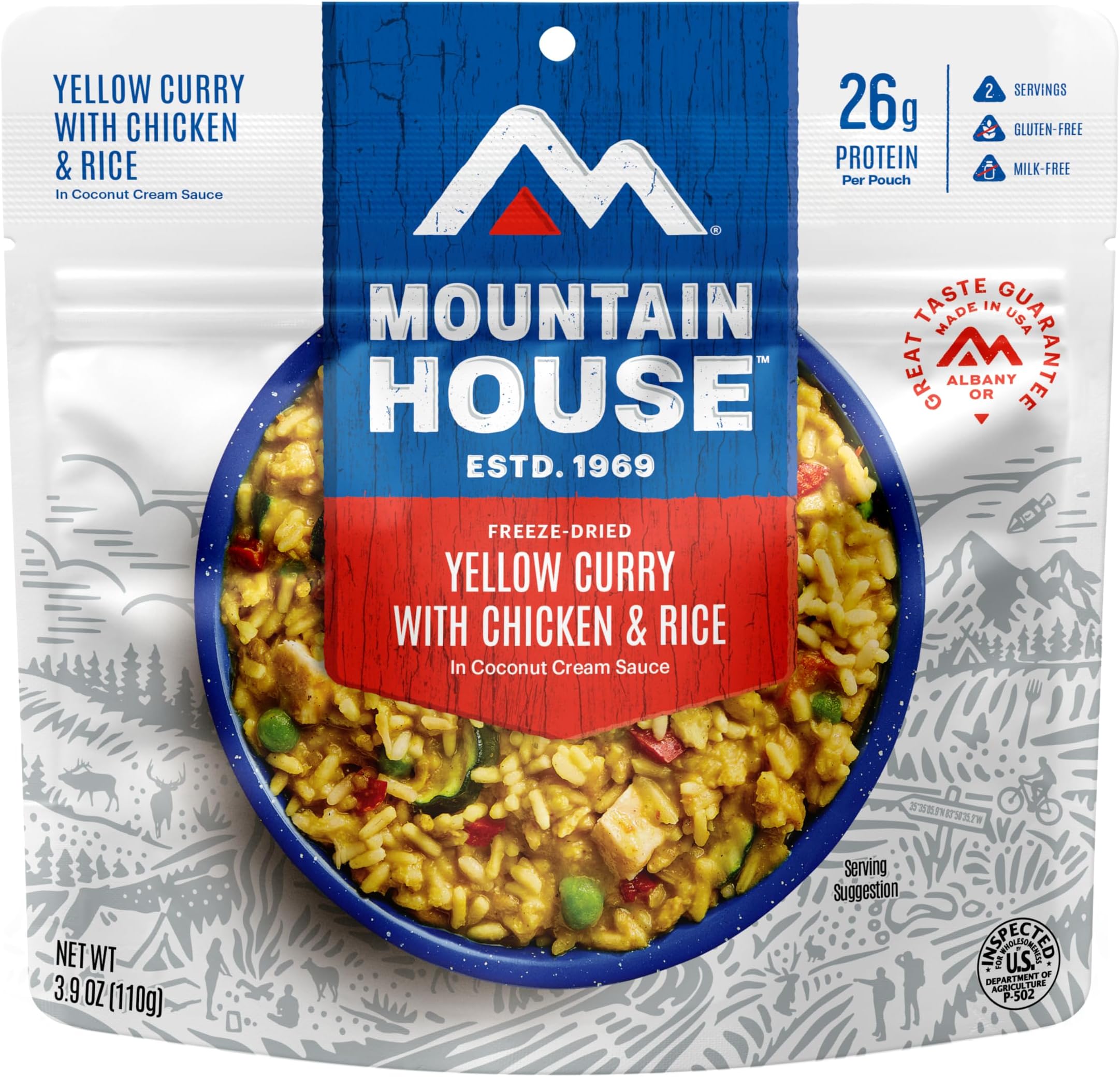 Mountain House Yellow Curry with Chicken & Rice | Freeze-Dried Backpacking & Camping Food | 2 Servings |Gluten-Free