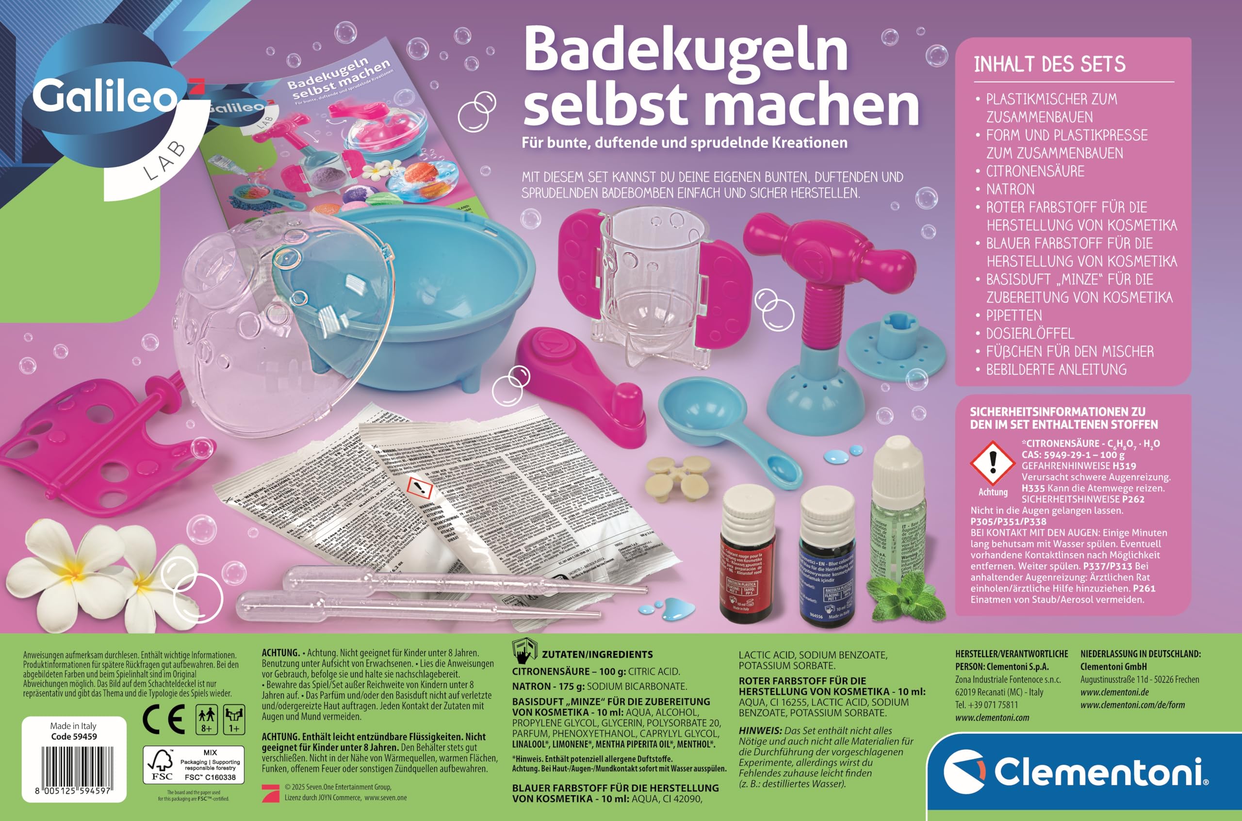 Galileo Lab Badekugeln selbst Machen - DIY Experimentierset zur Herstellung | bunter, duftender Badebomben - Für Kinder ab 8 Jahren