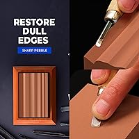Vista 5 de Sharp Pebble Sharpening Stones for Wood Carving Tools-Two Whetstones Grit 400 & 1000 Gouge Sharpener- Waterstone Sharpening System for Wood Carving