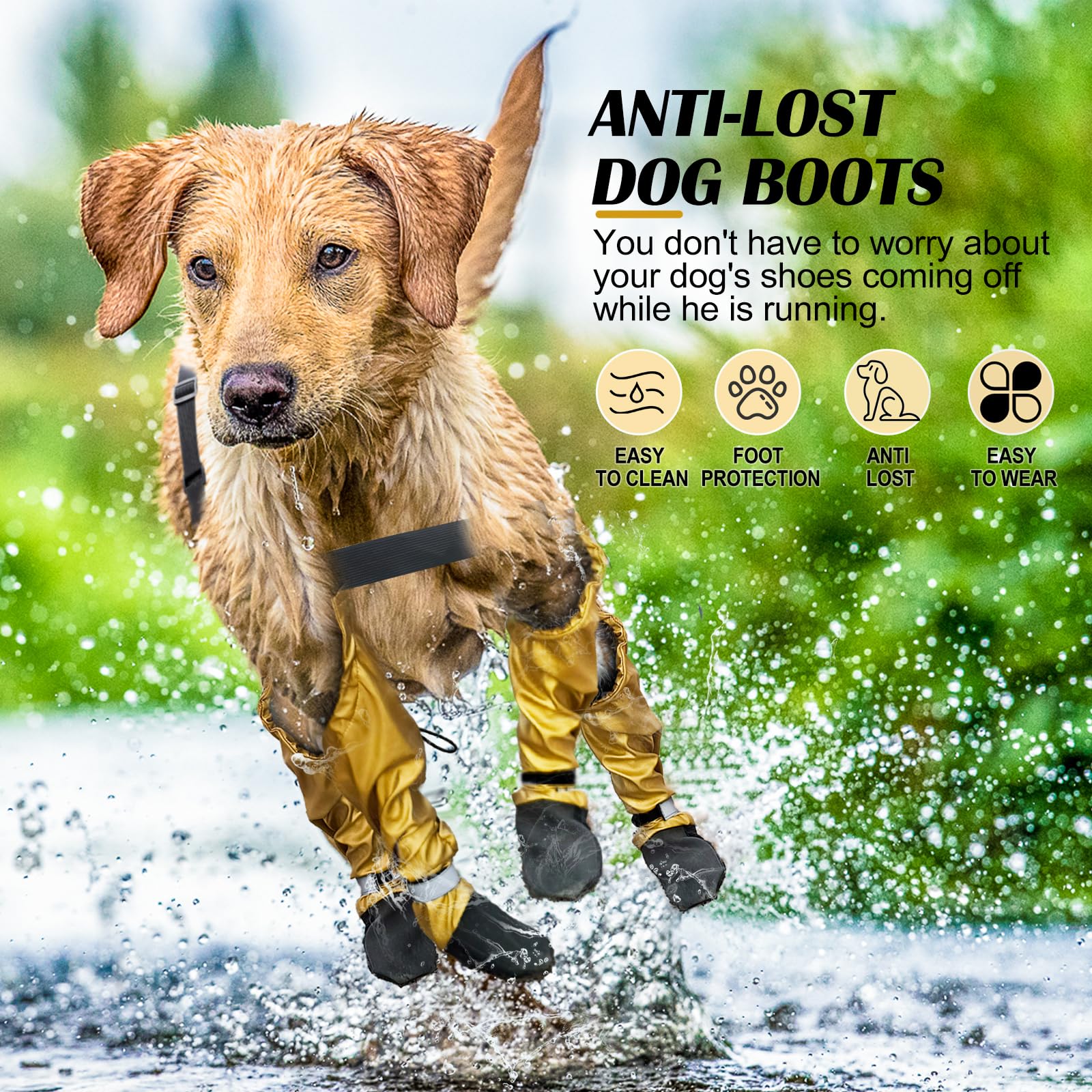 Harnais réglable – Chaussures pour chien avec bandes réfléchissantes, antidérapantes et imperméables, protection des pattes pour toutes les saisons (L)
