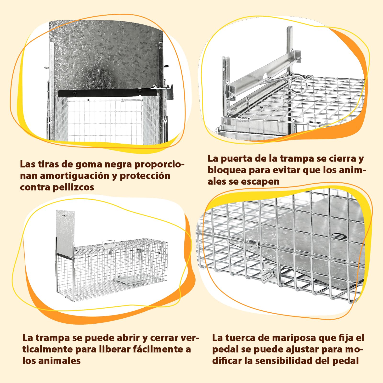 Jaula Plegable para la Captura de Animales 95×31×36 cm | Jaulas para la captura de animales vivos, aptas para mapaches, gatos callejeros, cachorros de coyote y cachorros de zorro