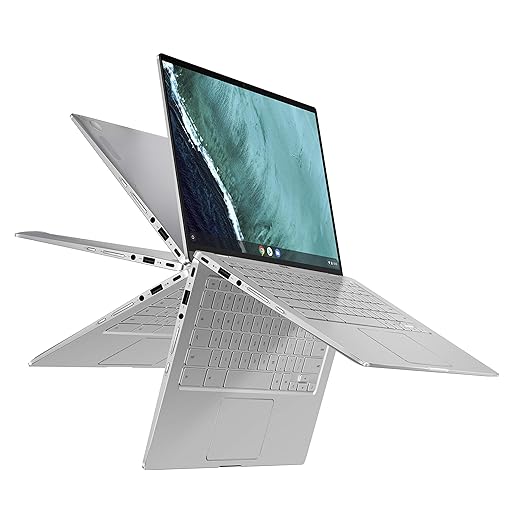 ASUS Chromebook Flip C434 2-In-1 Laptop- 14" Full HD 4-Way NanoEdge Touchscreen, Intel Core M3-8100Y Processor, 8GB RAM, 64GB eMMC Storage, Backlit KB, Chrome OS- C434TA-DS384T Silver