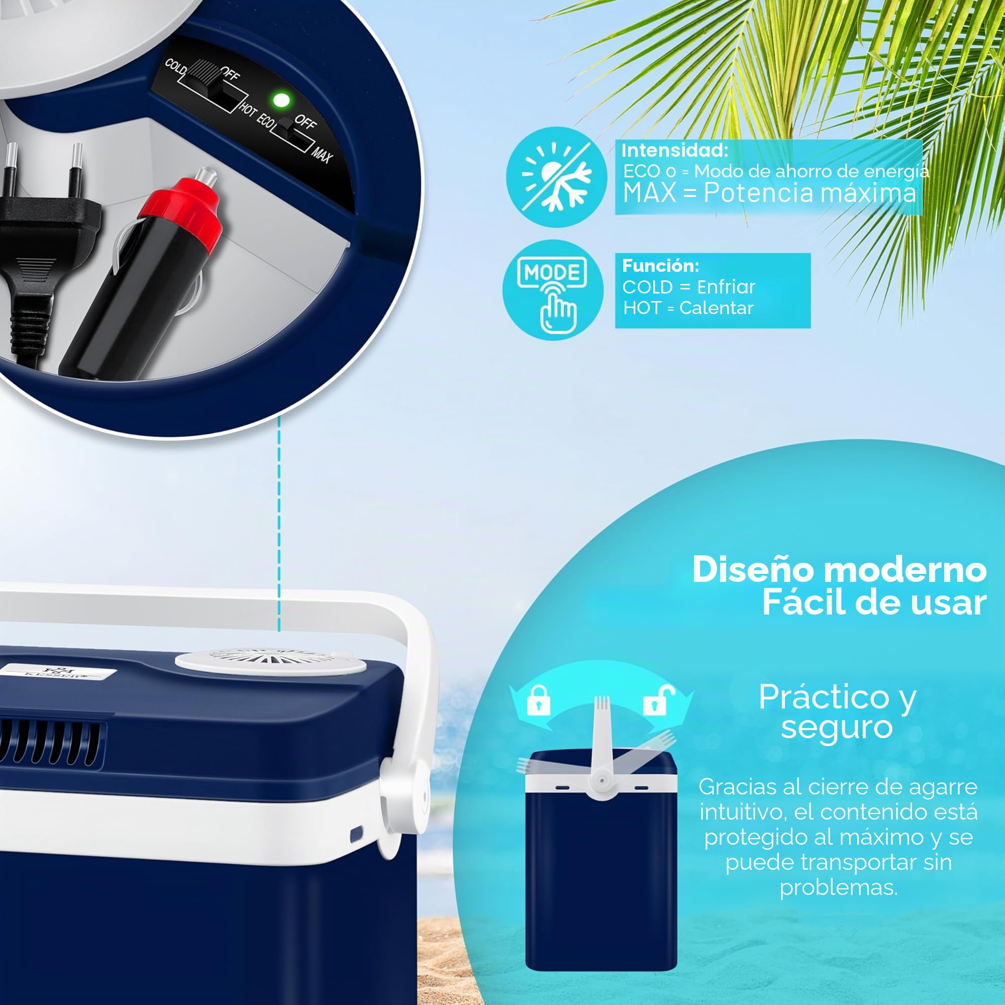 KESSER® Nevera eléctrica portátil de 32 L 12 V, Enchufe de 230 V | ENFRÍA y CALIENTA | Refrigerador Termoeléctrica | con 2X acumulador de frío