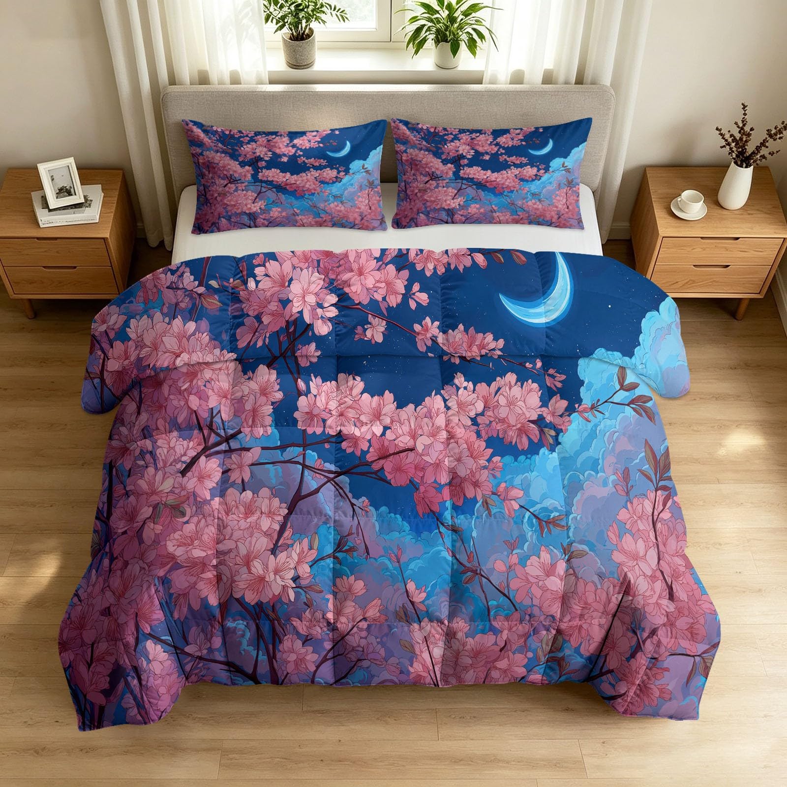 Edredón lavable para cama de 135 x 200 cm con flores para un dormitorio relajante
