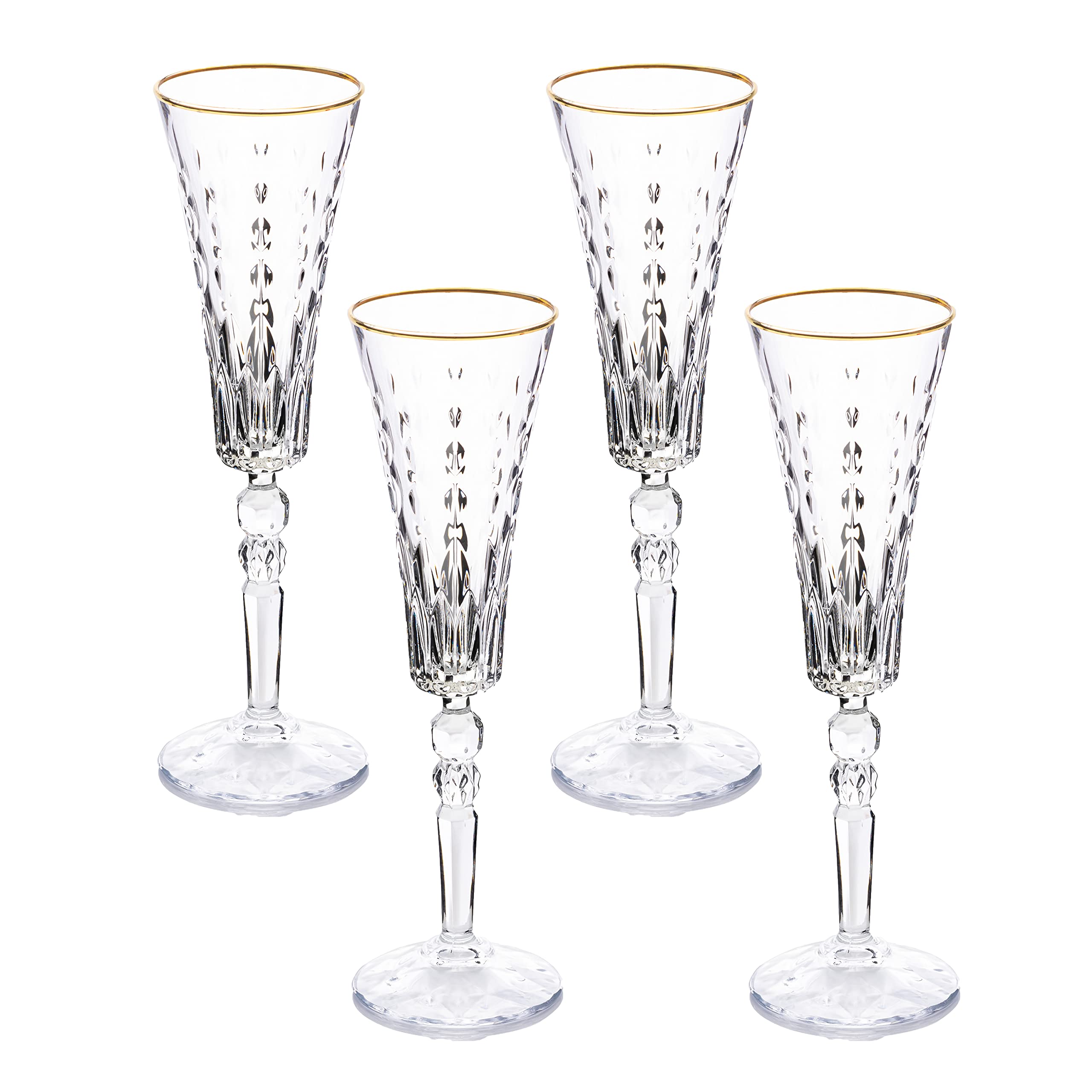 Lorren Home Trends Marilyn Gold Flutes, Set of 4