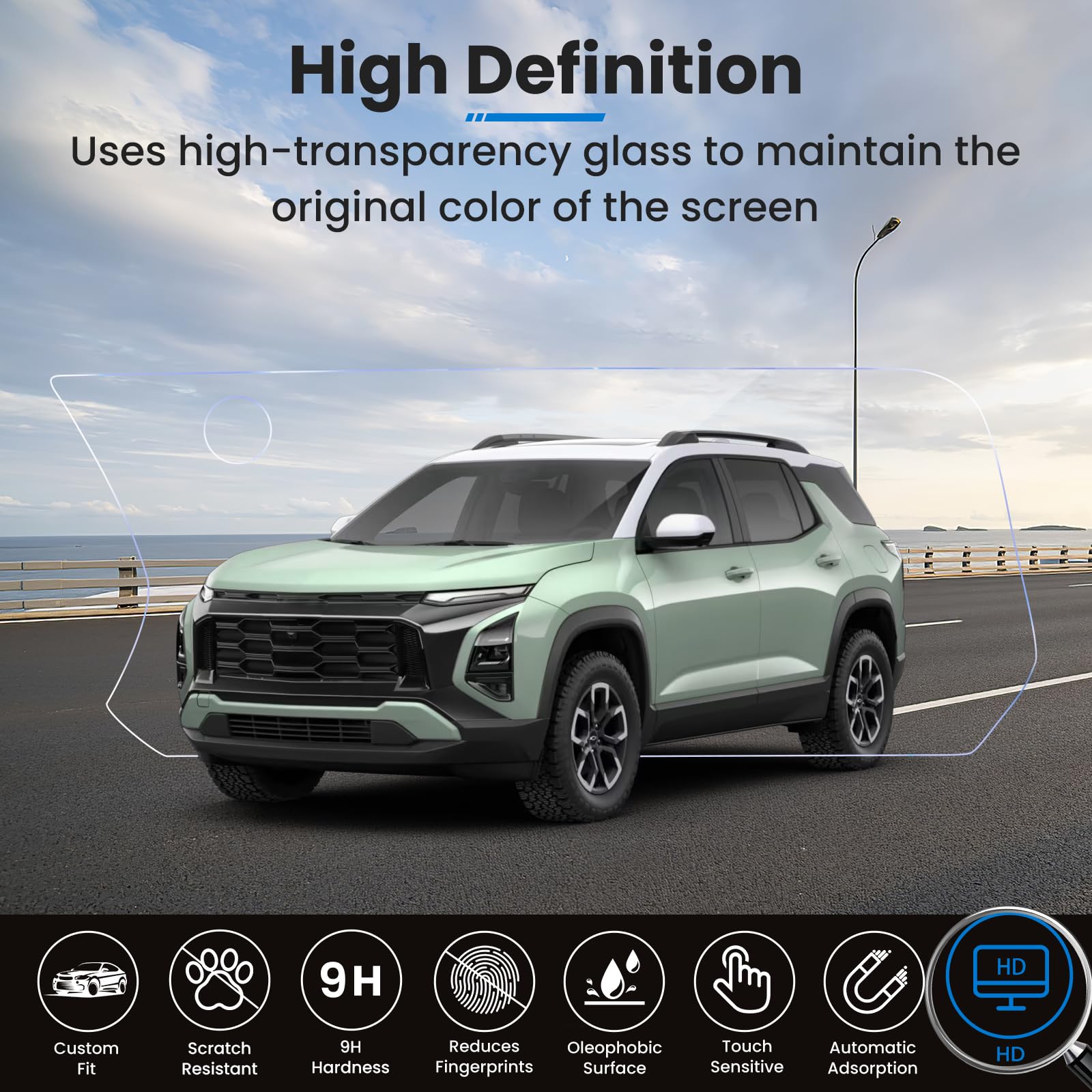 Confezione da 2 pellicole protettive per Chevy Equinox 2025 per Chevrolet Equinox 2025 (LT/RS/ACTIV) Accessori Display di navigazione da 11,3" e cruscotto da 11", vetro temperato 9H