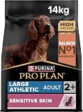 PURINA PRO PLAN | Sensitive Skin | Croquettes complètes pour Chien Adulte de grande taille | Favorise une peau saine et un pelage brillant | Au Saumon | Croquettes | Sac | 14Kg - 1