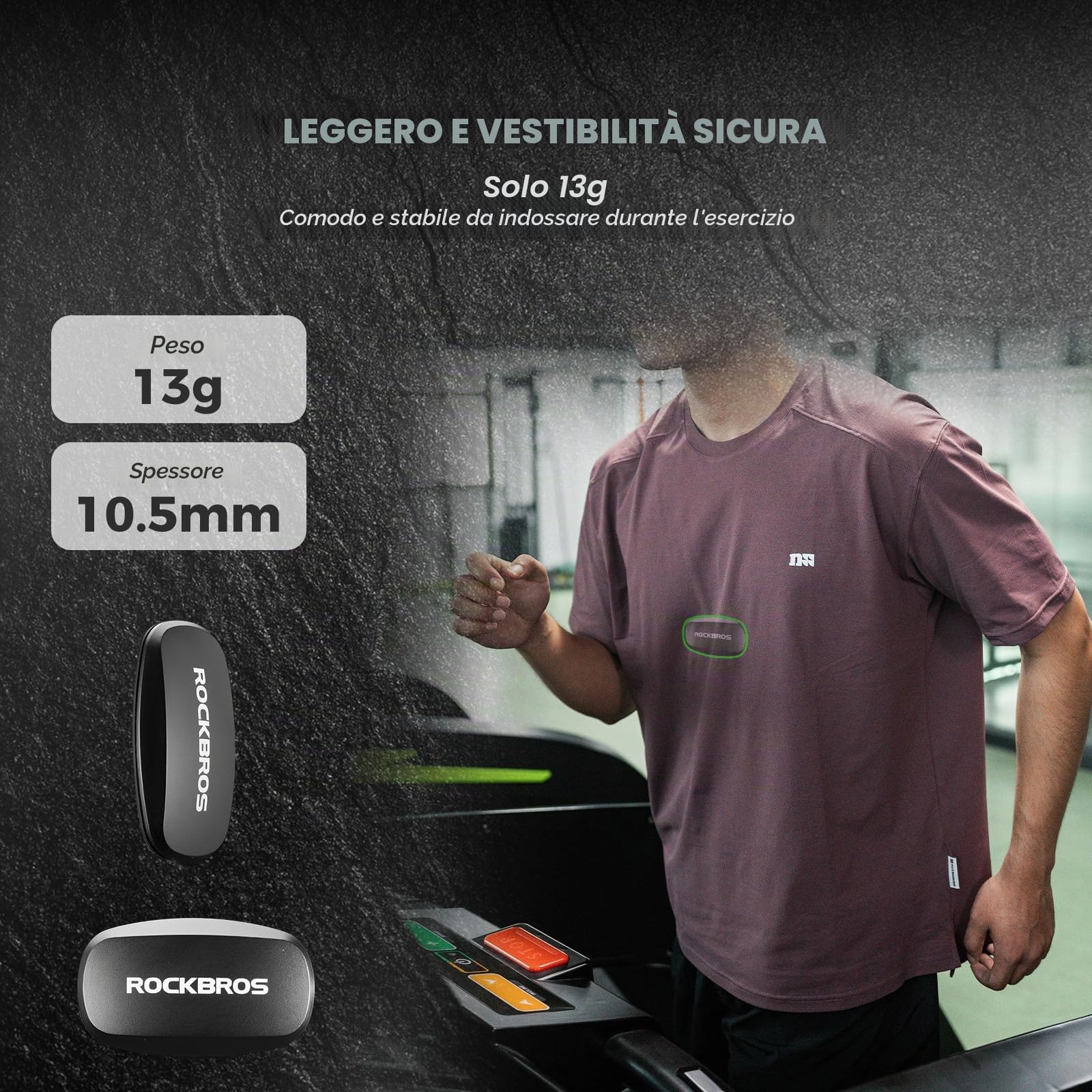 ROCKBROS Fascia Cardio Bluetooth e ANT+, Cardiofrequenzimetro da Braccio con Fascia Sensore di Frequenza Cardiaca in Tempo Reale, Impermeabile IP67, Compatibile con Strava Zwift Wahoo Garmin