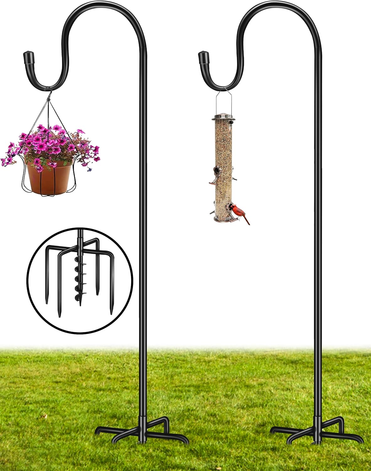 BAIAPEY Shepherds Hooks for Outdoor with Auger Drill Bit 5