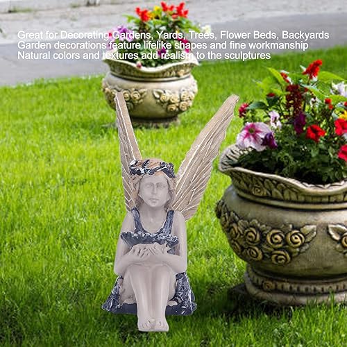 Miniatura 4 de Estatua de jardín de hadas de girasol, estatua de hada mítica para pájaros, hermosa escultura de ángel figura decorativa para decorar jardín, patio,