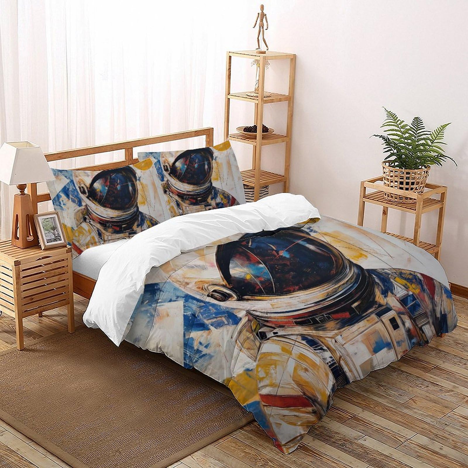 Housse de couette astronaute 260x220 cm avec 2 taies d'oreiller
