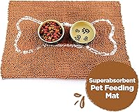 Vista 9 de Soggy Doggy Slopmat – Marrón caramelo/hueso de avena – 18 x 24 pulgadas – Tapete de puerta absorbente de agua para patas fangosas y cuencos