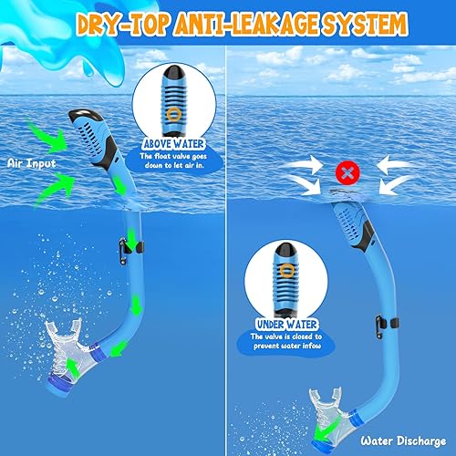 Miniatura 5 de Kids Snorkel Set, Dry Top Snorkeling Gear for Kids, Diving Mask for Youth Boys Girls Age 5-15, Tempered Glass Swimming Goggles Combo Set, Anti-Fog