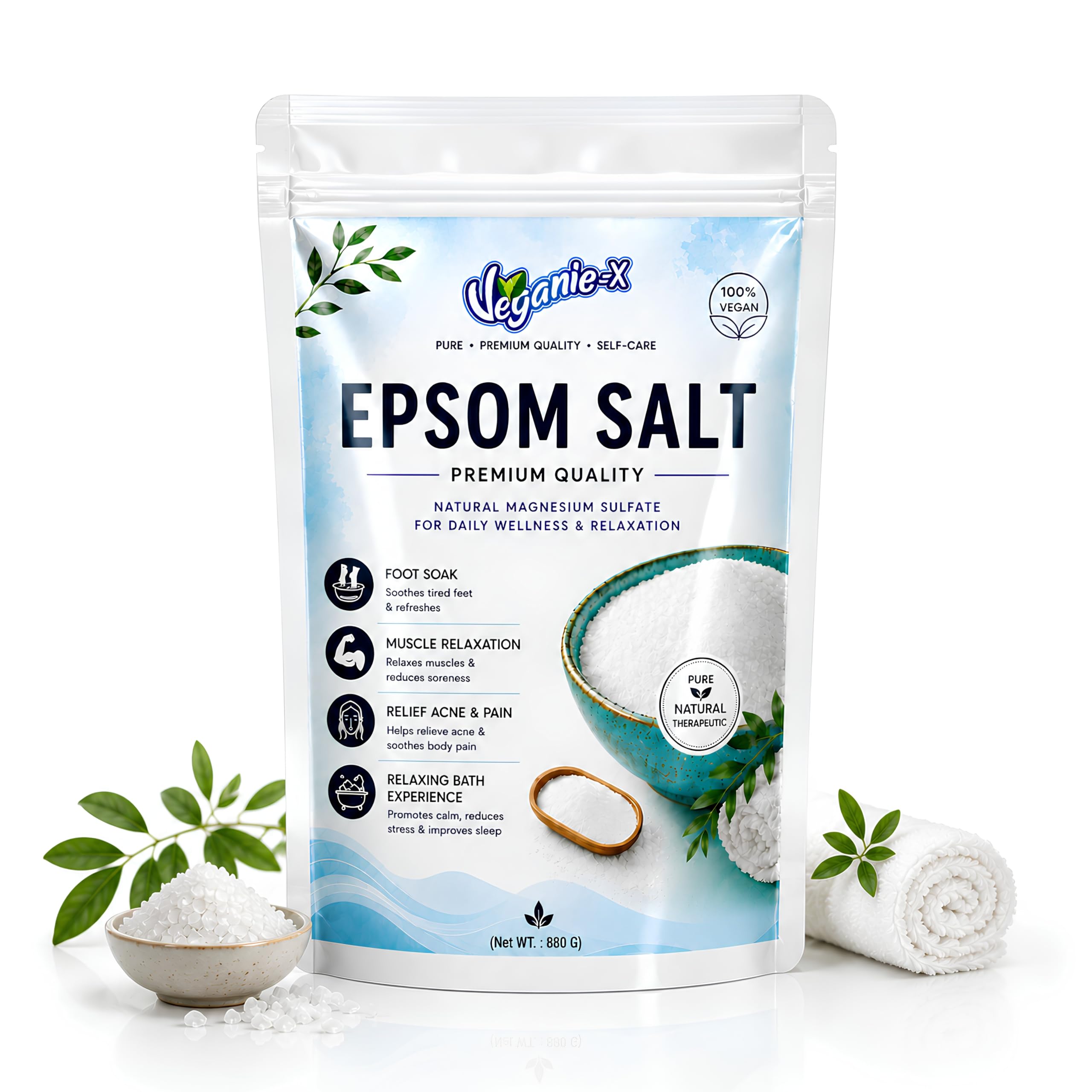 Epsom Salt 880g | Pure Magnesium Sulfate Crystals for Foot Soak, Bath Soak & Muscle Relaxation | Helps Relieve Body Aches, Sore Muscles & Tired Feet | Premium Grade Bath Salt-image-19