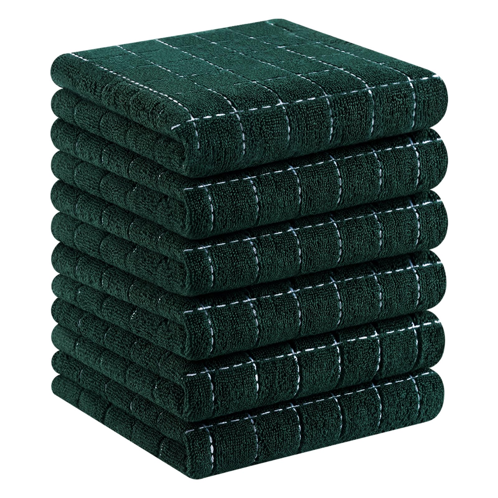 Homaxy 100% Cotton Terry Kitchen Towels, 6 Pack, Blackish Green | Ultra Soft and Absorbent Dish Towels for Kitchen, Suitable for Drying and Washing Dishes