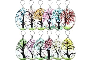 12 Pieces Dried Flower Tree Pendant Charms Resin Dried Pressed Flower Pendant...