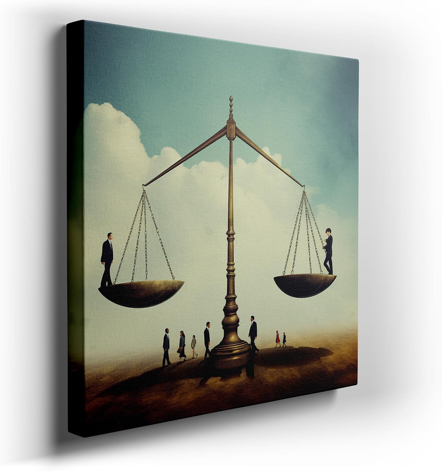 Canvas for Living room. Weighing Gender: When the Scales of Equality Tip Surreally, 27 x 18 inch Canvas Wall Art - Modern Home Decor - 69x46 cm (27x18 inch)