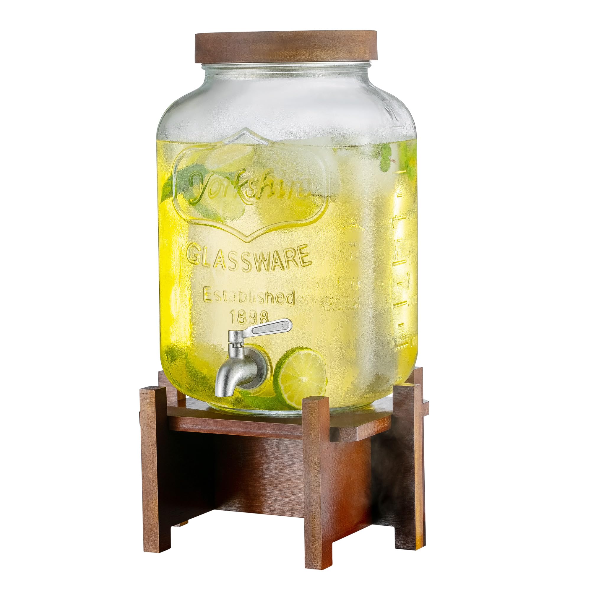 PTSTING 2 Gallon Drink Dispenser with Acacia Wood Stand