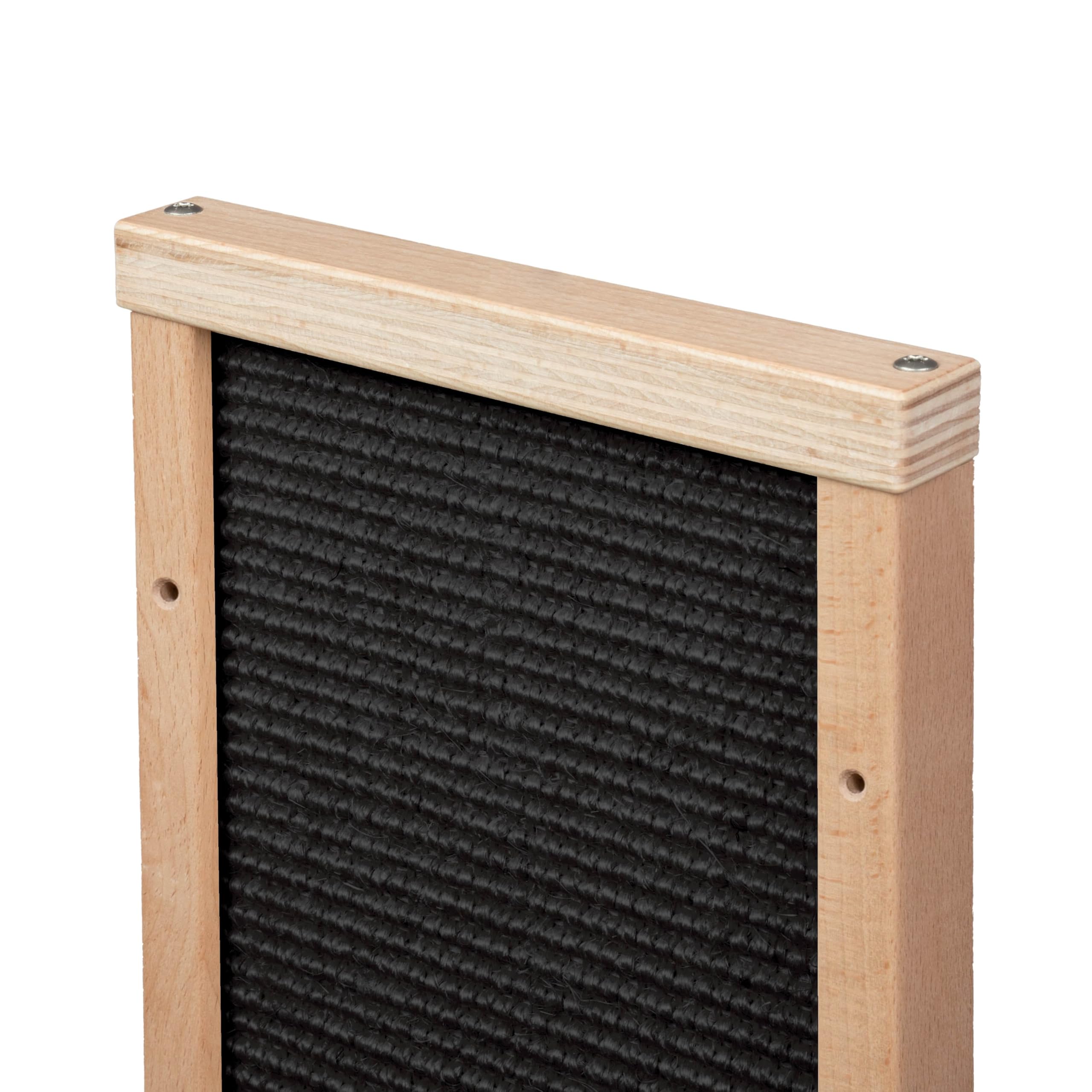 Kratzbaumland Premium-Kratzbrett aus Buchenholz mit austauschbarem Sisalteppich, nachhaltig, wandmontage für Katzen (70 cm - Sisal Schwarz)