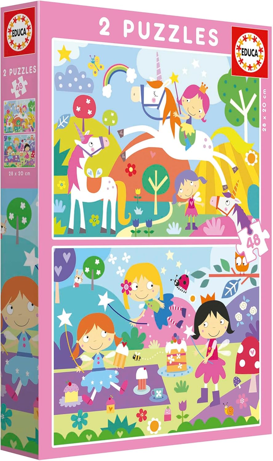 Educa - Fantasy world. Set of 2 puzzles with 48 pieces each composed of large pieces perfectly finished to make it simple and safe to manipulate (19993)