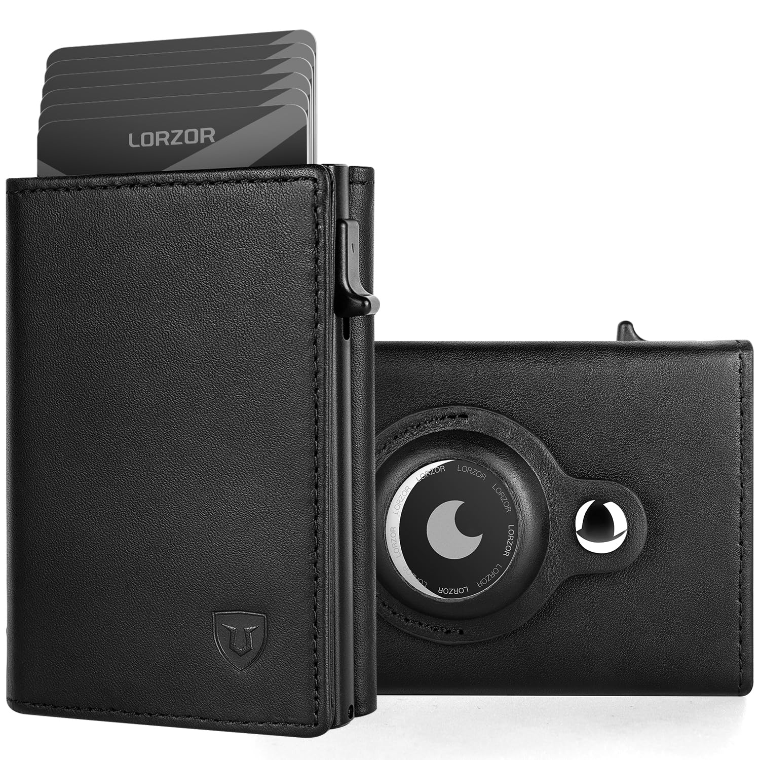 Mens Wallet for Apple AirTag - Genuine Leather Minimalist Pop up Smart Wallet for Men, Air Tag Holder, Slim RFID, Modern Mens Wallet (AirTag Not Included)-image-29