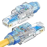 Vista 1 de EZ-Click - Conectores Cat7 RJ45 reutilizables sin herramientas, paquete de 6, transferencia de datos de alta velocidad de 10 Gigabit, funciona