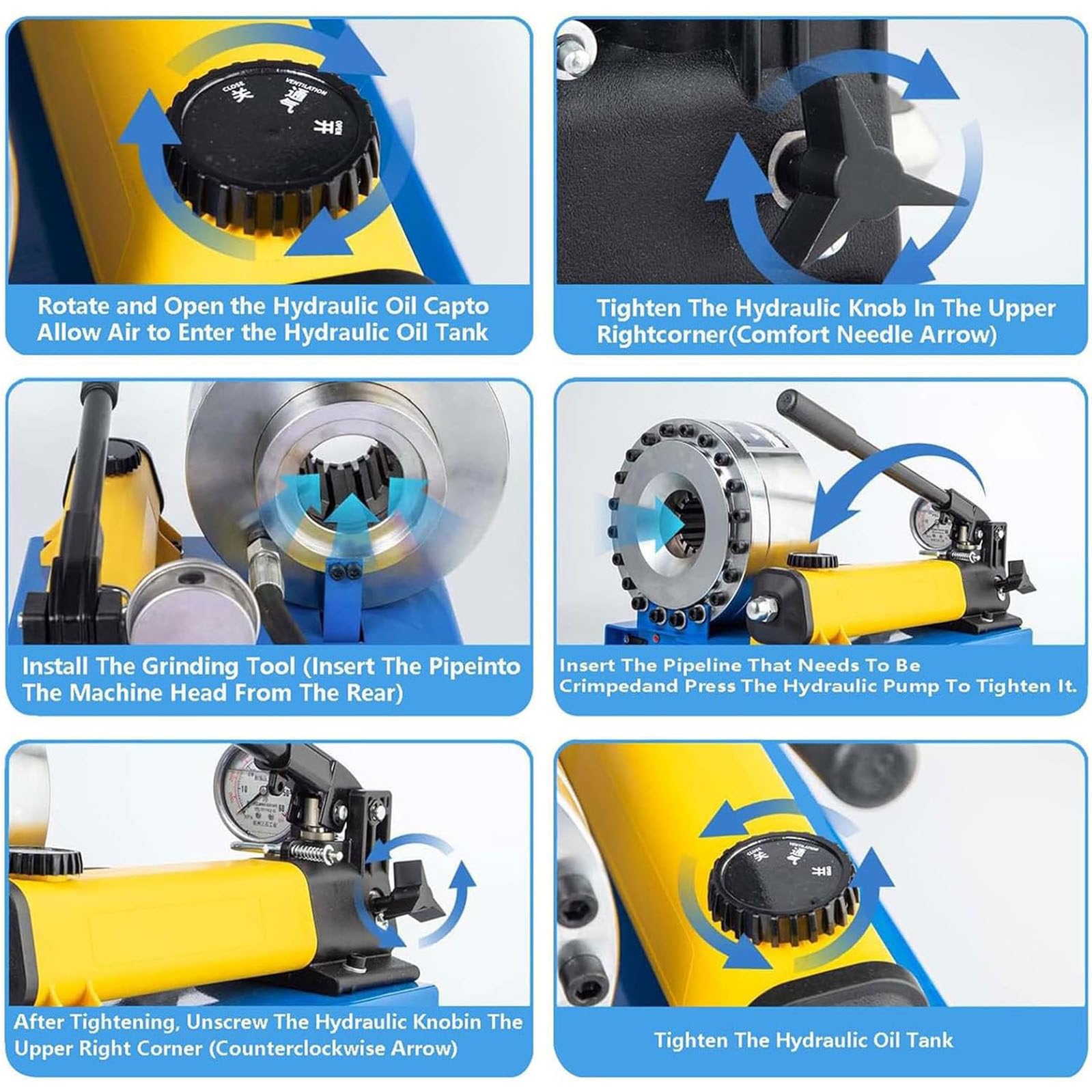 Crimpatrice per tubi idraulici, utensile manuale per crimpatura di tubi idraulici con 7 set di matrici, intervallo di crimpatura 6-25 mm, macchina per restringimento manuale per condotte di escavato